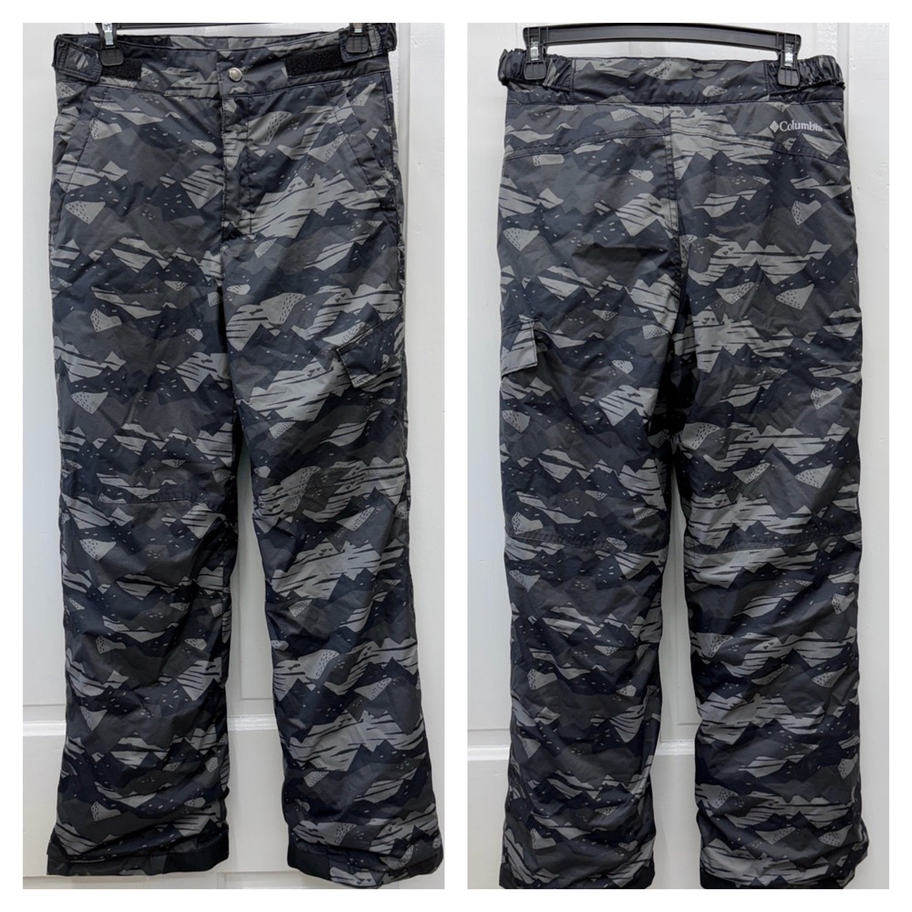 Columbia Youth Large 14 16 Ice Slope II Outgrown Snow Pants Grey Camo Insulated